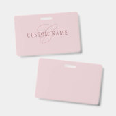 Badge Monogramme d'aspect élégant | Or rose (Avant & arrière)