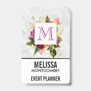 Badge Monogramme de bouquet floral aquarelle rose modern