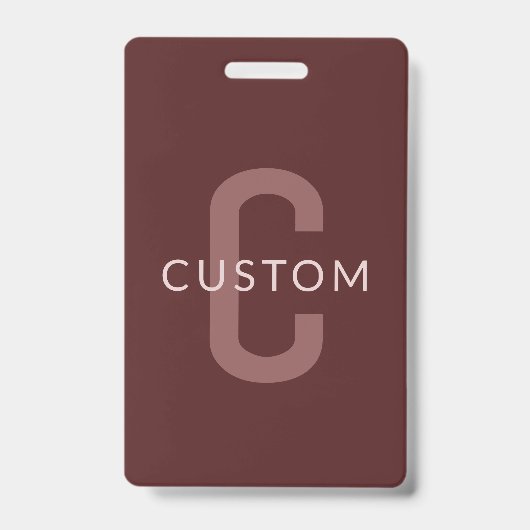 Badge Monogramme de nom d'aspect moderne | Rouge bordeau (Avant)
