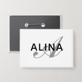 Badge Monogramme de nom personnalisé simple Rectangle 3, (Recto/Verso)