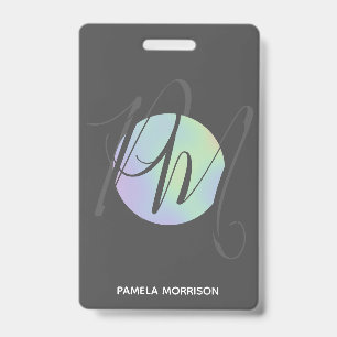 Badge Monogramme du cercle holographique moderne - Insig