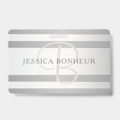 Badge Monogramme élégant avec rayures grises dégradées a (Arrière)