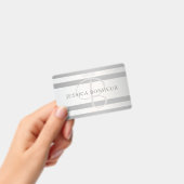 Badge Monogramme Élégant Faux Argent Rayures Gris Dégrad (Manuel / portable)