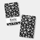 Badge Monogramme Empreinte de patte animal noir et blanc (Avant & arrière)