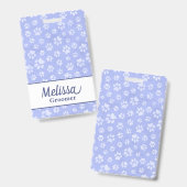 Badge Monogramme Empreinte de patte bleu clair et blanc (Avant & arrière)