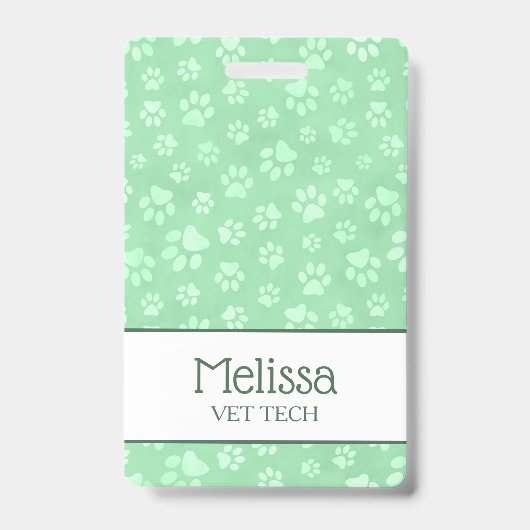 Badge Monogramme Empreinte de Patte d'Animal Vert Clair  (Avant)