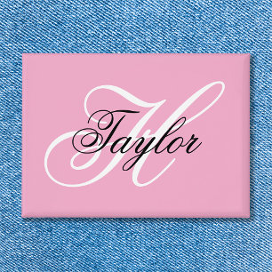 Badge Monogramme fantaisie noir et blanc Rose