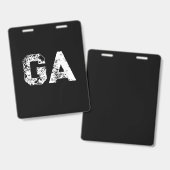 Badge Monogramme Lettres Initiales Noir Blanc Simple (Avant & arrière)