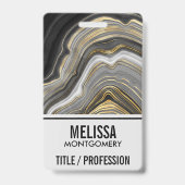 Badge Monogramme minéral de géode d'agate grise et or mo (Arrière)