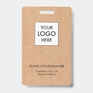 Badge Monogramme minimaliste noir et blanc sur Kraft