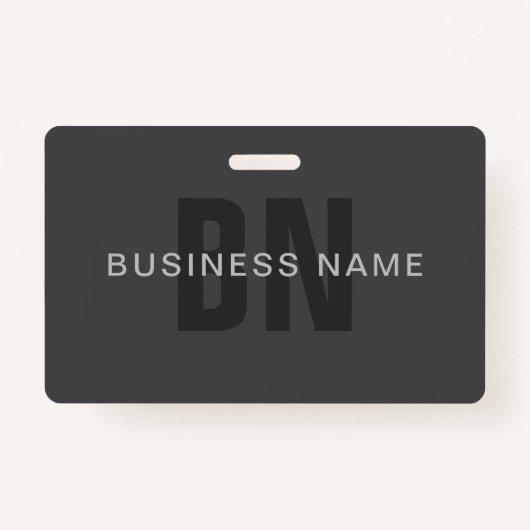 Badge Monogramme moderne gris foncé modifiable Modèle de (Devant)