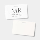 Badge Monogramme Moderne Minimaliste Uni Tendances (Recto et verso)