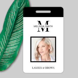 Badge Monogramme noir minimaliste photo Beauté Salon ID