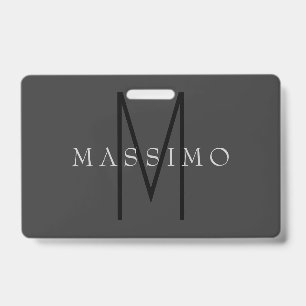 Badge Monogramme Noir Professionnel Gris Votre Nom