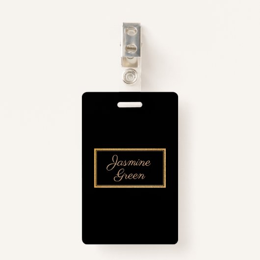 Badge Monogramme Or Et Cadre Noir (Devant avec clip)