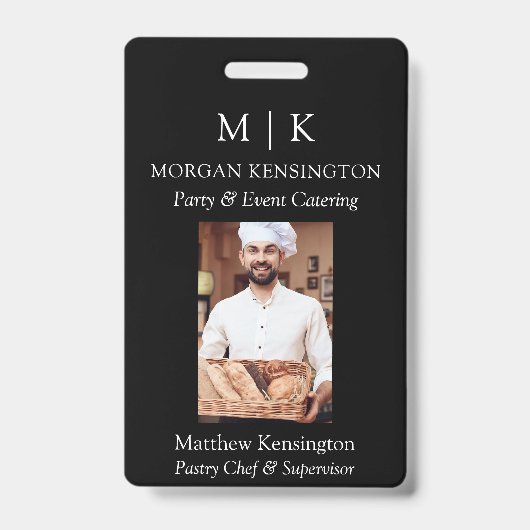 Badge Monogramme ou ajouter un logo Business Black ou ch (Face)