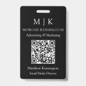 Badge Monogramme ou ajouter un logo Business Black QR Co (Front)