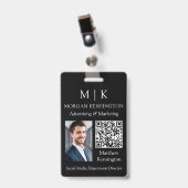Badge Monogramme ou ajouter un logo Business Black QR Co (Avant avec clip)