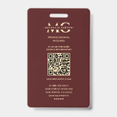 Badge Monogramme photo professionnel Bourgogne Or modern (Arrière)