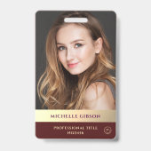 Badge Monogramme photo professionnel Bourgogne Or modern (Avant)