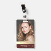 Badge Monogramme photo professionnel Bourgogne Or modern (Avant avec clip)