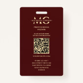 Badge Monogramme photo professionnel Bourgogne Or modern (Dos)