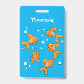 Badge Morceau de poisson rouge orange mignon sur dessin  (Back)