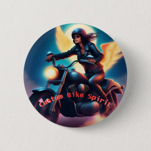 Badge motief: custom bike, de enige ronde button 5,7 cm