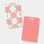 Badge  motif à fleurs roses  (Avant & arrière)