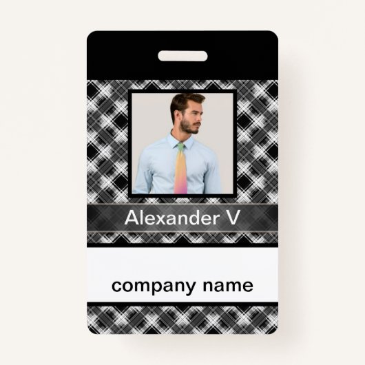 Badge Motif abstrait sans à damiers plaid (Devant)