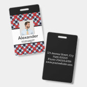 Badge Motif abstrait sans à damiers plaid (Avant & arrière)
