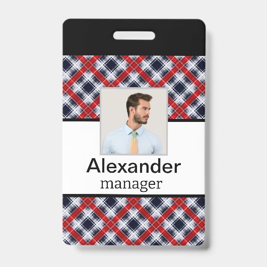 Badge Motif abstrait sans à damiers plaid (Avant)