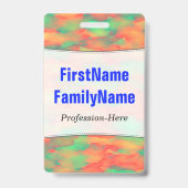 Badge Motif abstrait vert et rouge semblable à l'aquarel (Arrière)