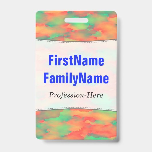 Badge Motif abstrait vert et rouge semblable à l'aquarel (Avant)