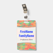 Badge Motif abstrait vert et rouge semblable à l'aquarel (Arrière avec clip)