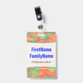 Badge Motif abstrait vert et rouge semblable à l'aquarel (Avant avec clip)