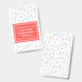 Badge Motif alphabet - Nom de l'enseignant de l'école pr (Avant & arrière)