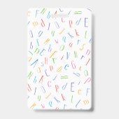 Badge Motif alphabet - Nom de l'enseignant de l'école pr (Arrière)