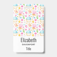 Motif aquarelle doux de coeurs et gâteaux