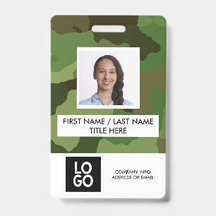 Badge Motif camouflage photo employé personnalisé Nom