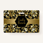 Badge Motif Damas Noir Et Or (Dos)