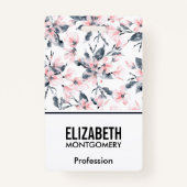 Badge Motif d'aquarelle rose et gris (Devant)