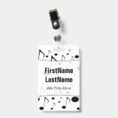 Badge Motif de beaucoup de notes musicales ; Nom (Front with Clip)