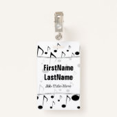 Badge Motif de beaucoup de notes musicales ; Nom (Dos avec clip)