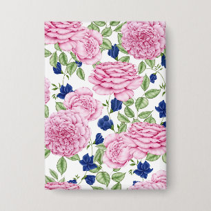 Badge Motif de fleurs de rose rose