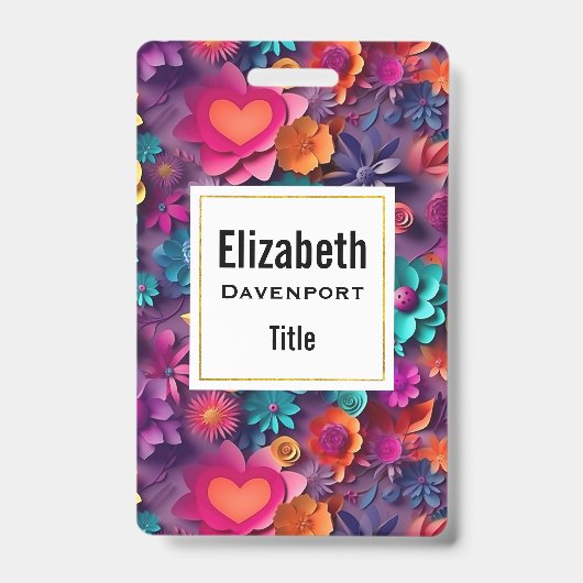 Badge Motif de fleurs printanières colorées (Avant)