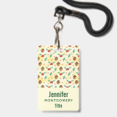 Badge Motif de Noël Cônes de Pin et Houx (Arrière avec lanière)