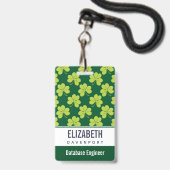 Badge Motif de trèfle vert (Dos avec cordon)