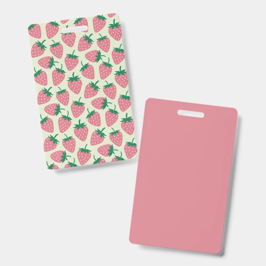 Badge Motif d'été fraise rose (Avant & arrière)