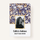 Badge Motif d'illustration de la feuille florale blanche (Devant)